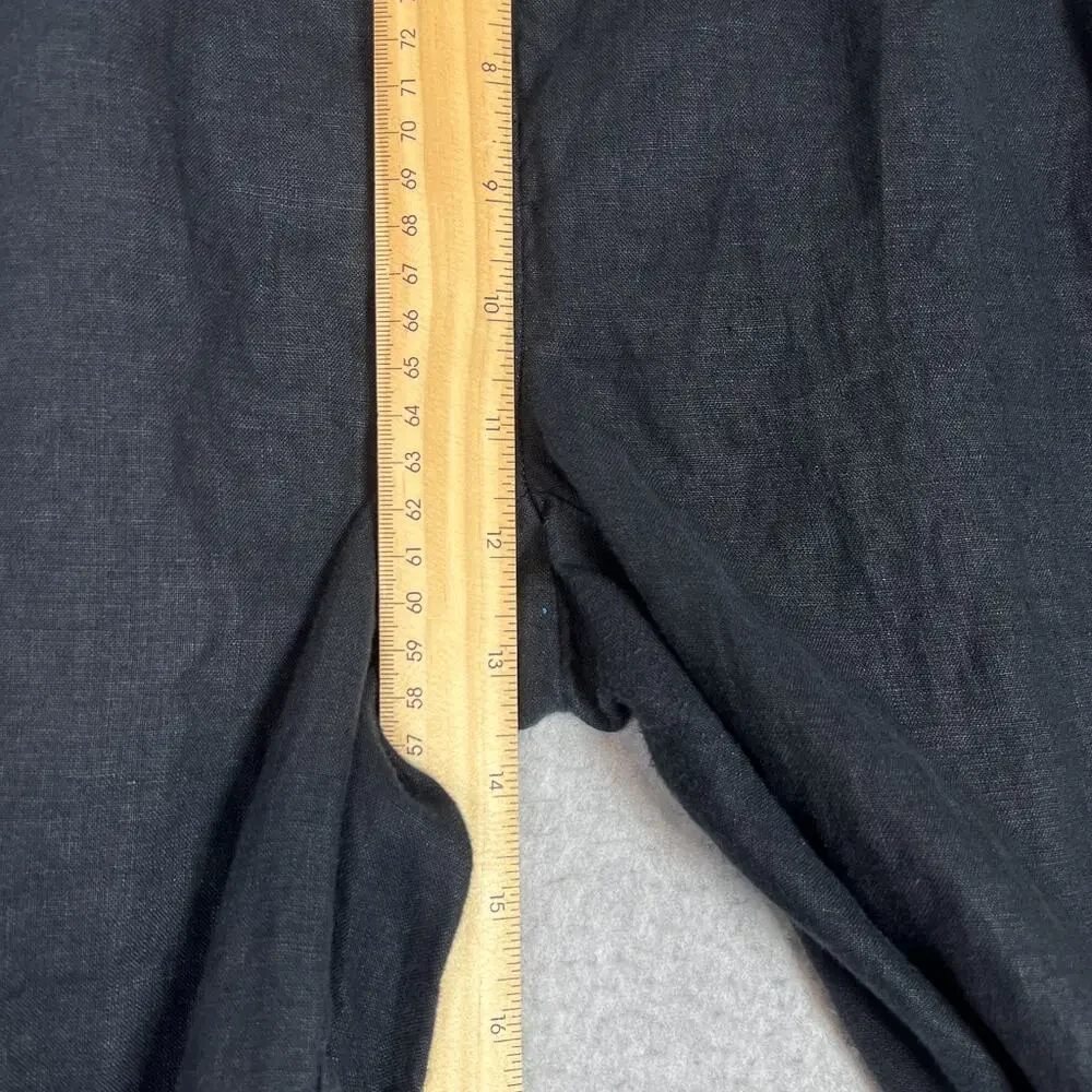 Quince Black 100% European Linen Cropped High Waisted Pants Size XL